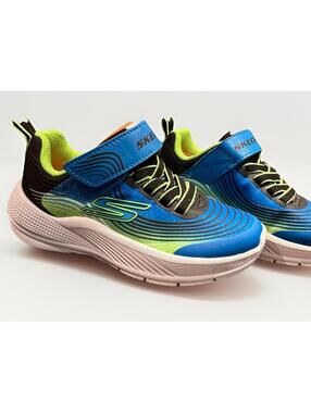 Skechers Microspec Advance Little Boy's Slip-on Sneakers Blue-Lime Size 11 NEW